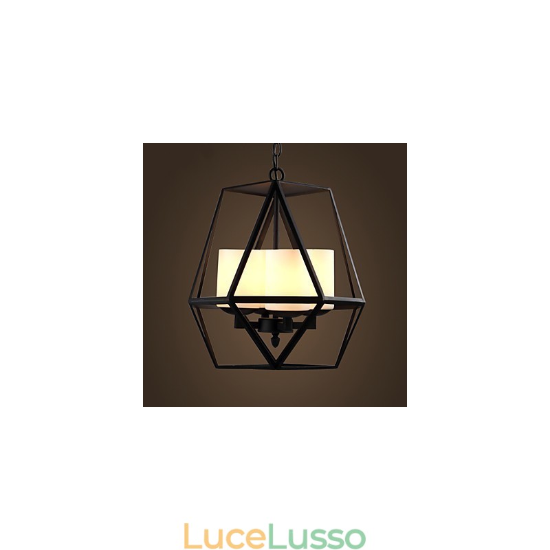 Lampadario moderno in ferro nero vintage Americange di livello superiore Lampadario 4 luci