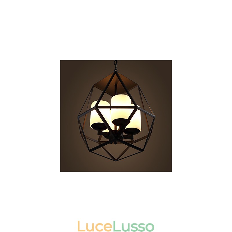 Lampadario moderno in ferro nero vintage Americange di livello superiore Lampadario 4 luci