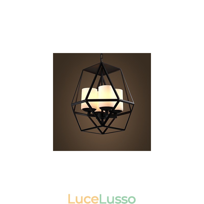 Lampadario moderno in ferro nero vintage Americange di livello superiore Lampadario 4 luci