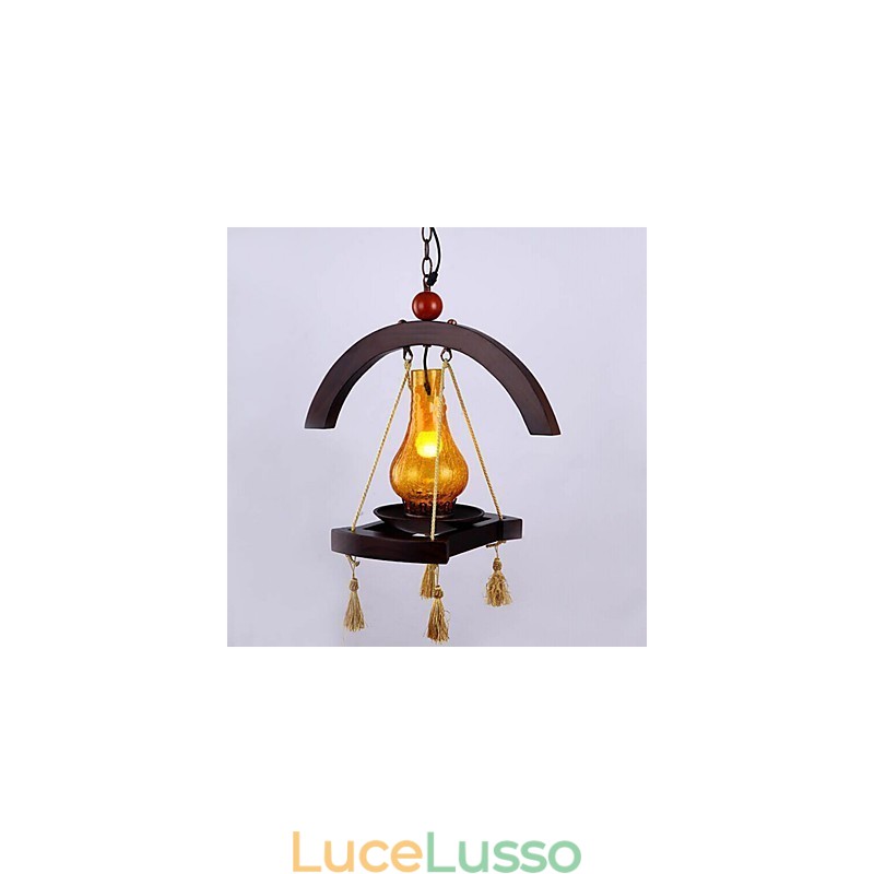 Lampada a sospensione in legno massello Americange