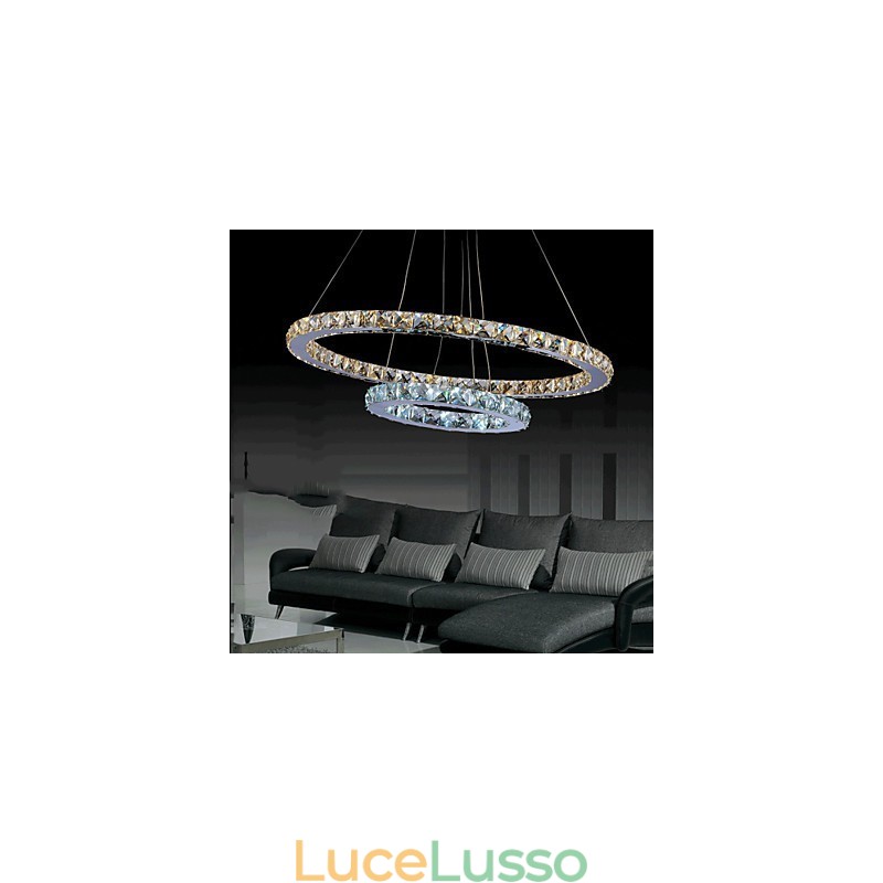 Lampadario a sospensione per hotel, lampadario di cristallo, lampade da soffitto, apparecchi con bianco caldo e freddo