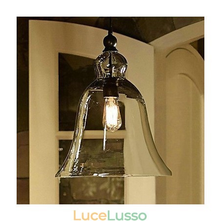 Lampada a sospensione in vetro dipinto in stile Country Mini Lampada a sospensione in vetro dipinto in stile Country Mini