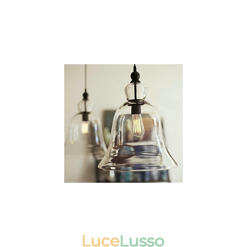 Lampada a sospensione in vetro dipinto in stile Country Mini