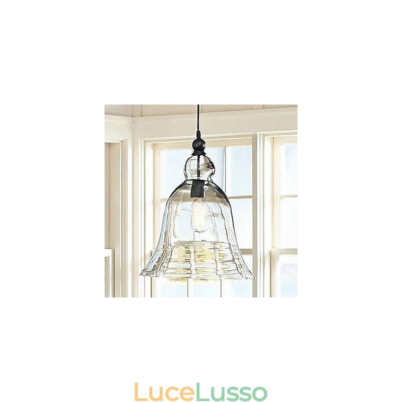 Lampada a sospensione in vetro dipinto in stile Country Mini