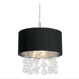 Lampada a sospensione moderna con 7 luci e paralume in tessuto nero (base)