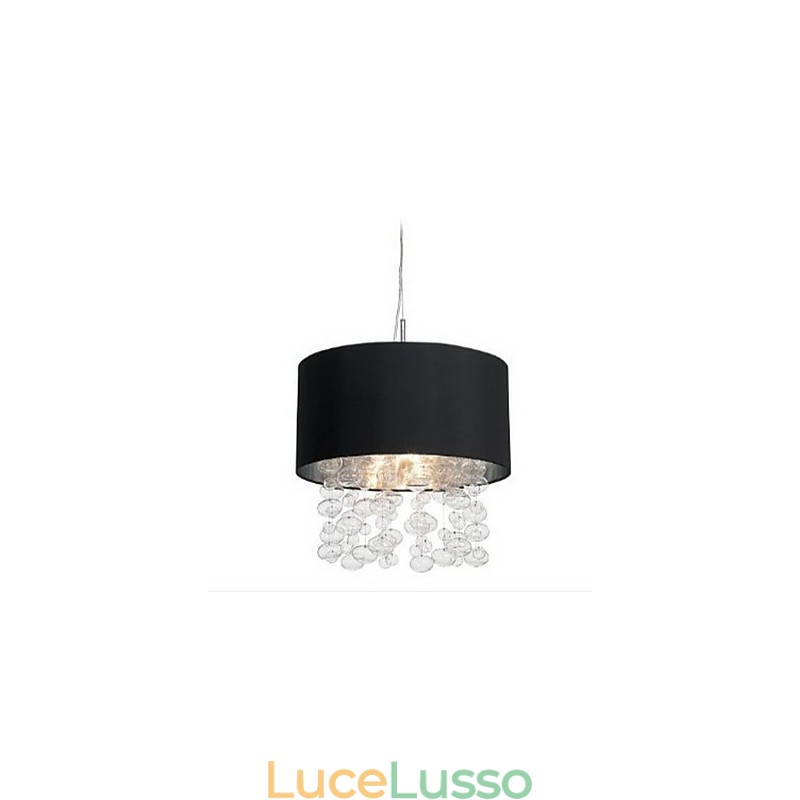 Lampada a sospensione moderna con 7 luci e paralume in tessuto nero (base)