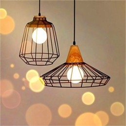 Lampadario in ferro battuto a forma di gabbia per uccelli retrò americano