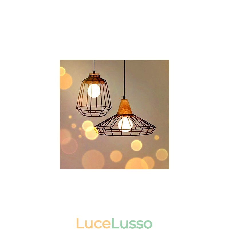 Lampadario in ferro battuto a forma di gabbia per uccelli retrò americano