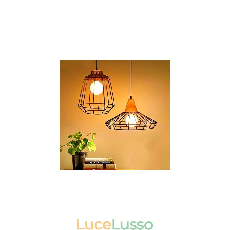 Lampadario in ferro battuto a forma di gabbia per uccelli retrò americano