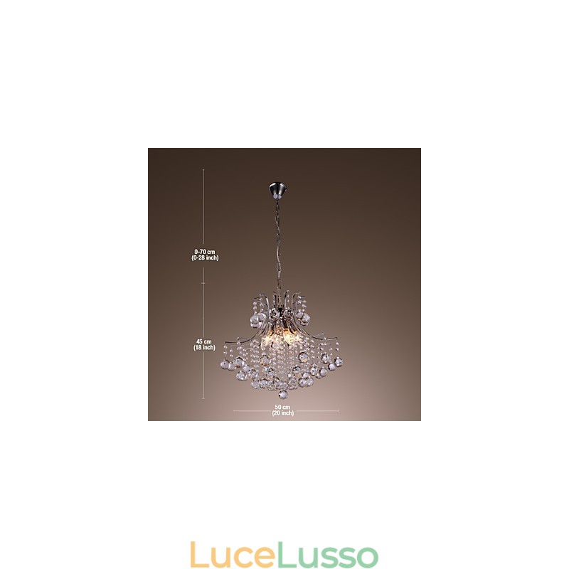 Lampada a sospensione moderna in metallo elettroplaccato in stile mini cristallo contemporaneo