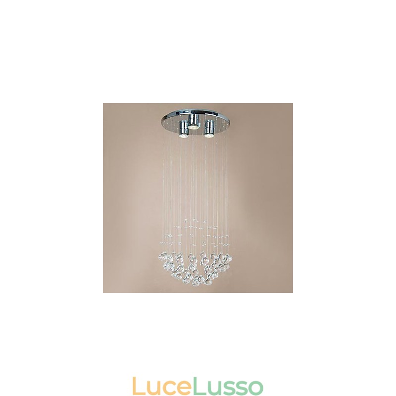Moderna lampada da soffitto a 3 luci con perline di cristallo