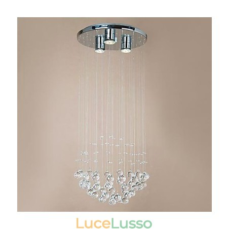 Moderna lampada da soffitto a 3 luci con perline di cristallo Moderna lampada da soffitto a 3 luci con perline di cristallo