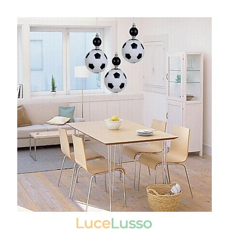 Lampada a sospensione rotonda classica moderna da calcio a 3 luci Lampada a sospensione rotonda classica moderna da calcio a 3 luci