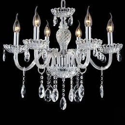 6 luci Stile del lampadario in vetro da palazzo con lampadina a candela
