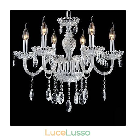 6 luci Stile del lampadario in vetro da palazzo con lampadina a candela 6 luci Stile del lampadario in vetro da palazzo con lampadina a candela