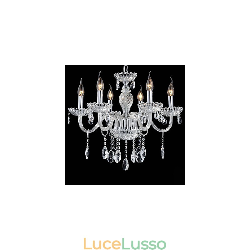 6 luci Stile del lampadario in vetro da palazzo con lampadina a candela