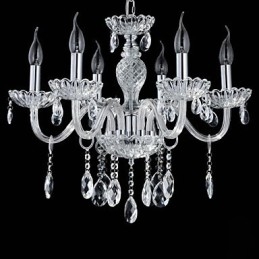 6 luci Stile del lampadario in vetro da palazzo con lampadina a candela