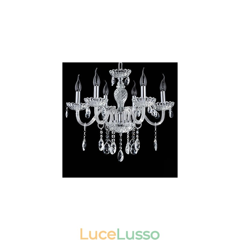 6 luci Stile del lampadario in vetro da palazzo con lampadina a candela