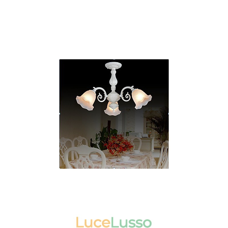 Montaggio a filo Tre luci Bianco Europeo Retro Classico