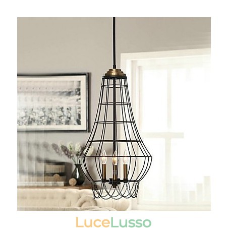 Lampada a sospensione in metallo dipinto in stile Country Mini Lampada a sospensione in metallo dipinto in stile Country Mini