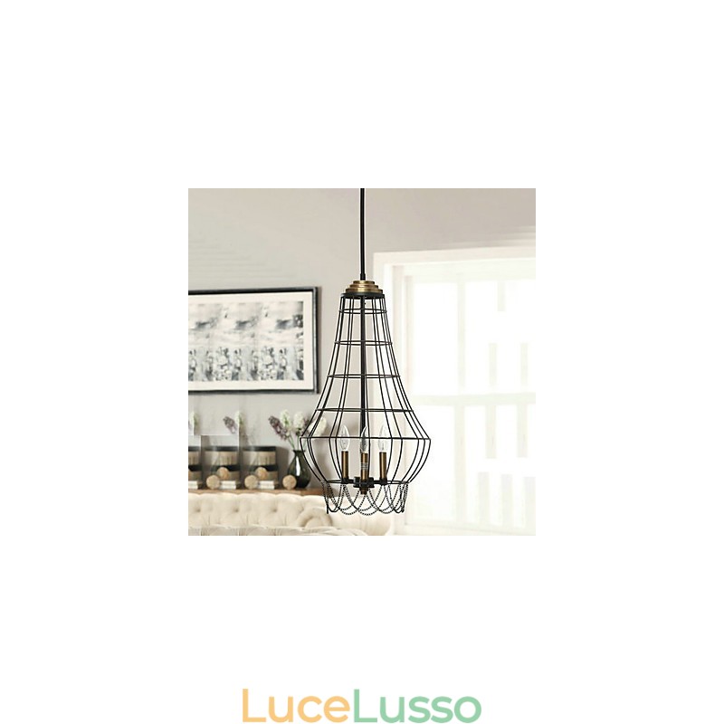 Lampada a sospensione in metallo dipinto in stile Country Mini