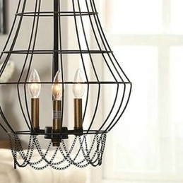 Lampada a sospensione in metallo dipinto in stile Country Mini