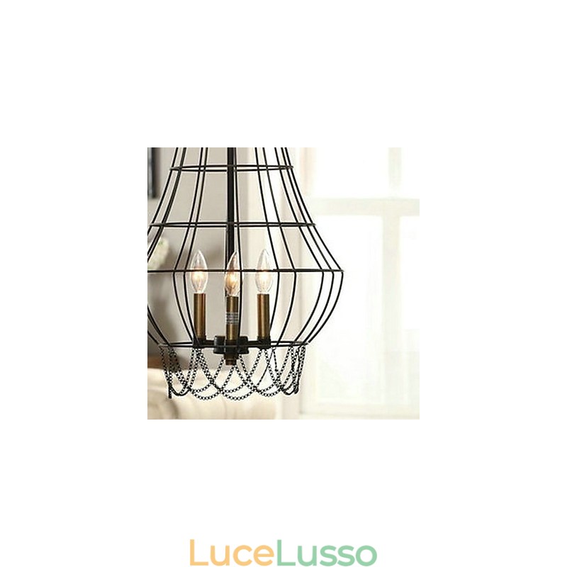 Lampada a sospensione in metallo dipinto in stile Country Mini