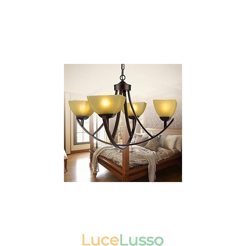 Lampadario 4 luci tradizionale classico vintage metallo