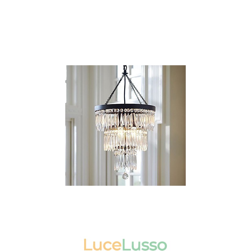 Pendente 3 luci moderno elegante metallo cristallo dipinto