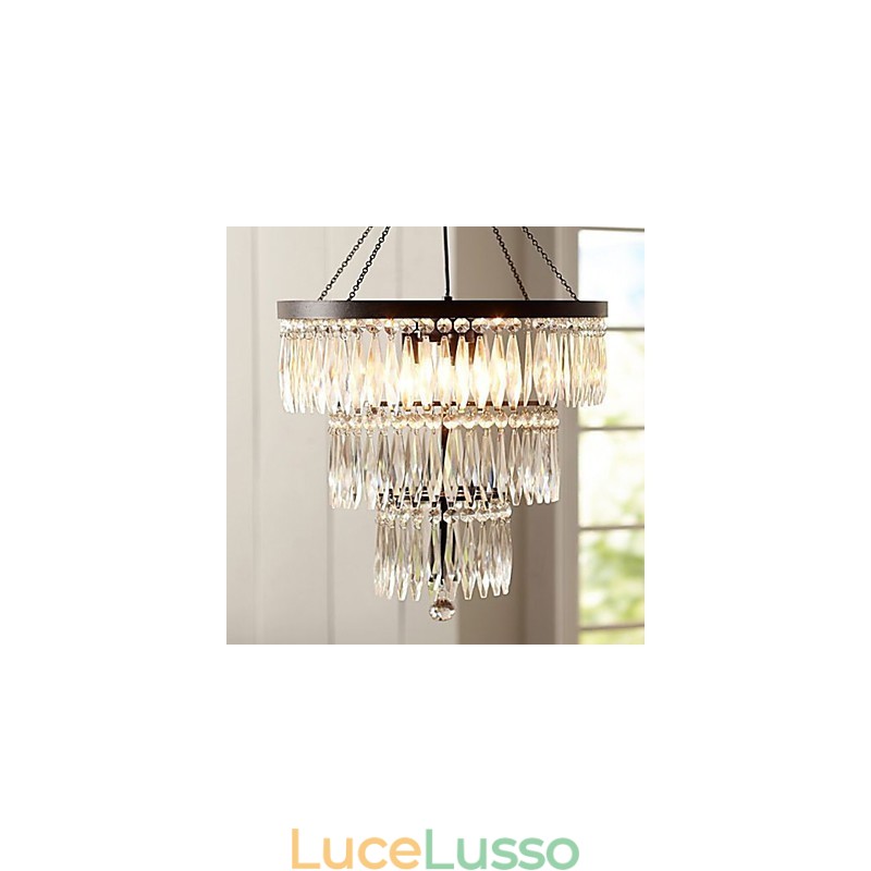 Pendente 3 luci moderno elegante metallo cristallo dipinto