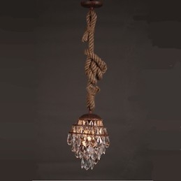 Lampadario di cristallo imitazione vento industriale in canapa retrò