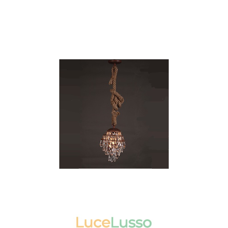 Lampadario di cristallo imitazione vento industriale in canapa retrò