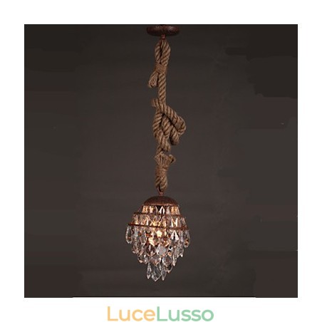 Lampadario di cristallo imitazione vento industriale in canapa retrò Lampadario di cristallo imitazione vento industriale in canapa retrò