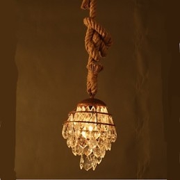 Lampadario di cristallo imitazione vento industriale in canapa retrò