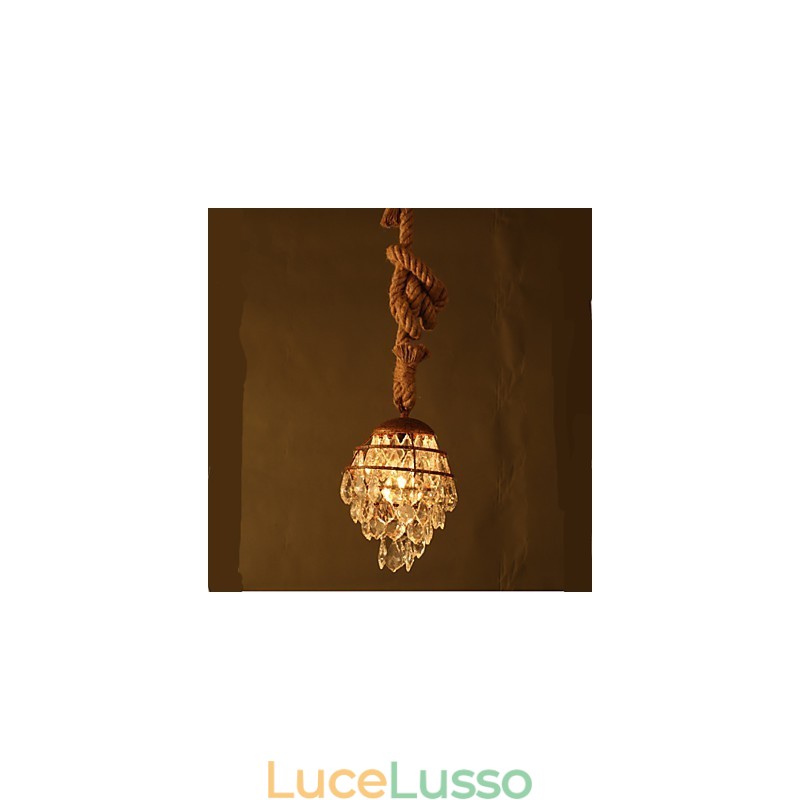 Lampadario di cristallo imitazione vento industriale in canapa retrò