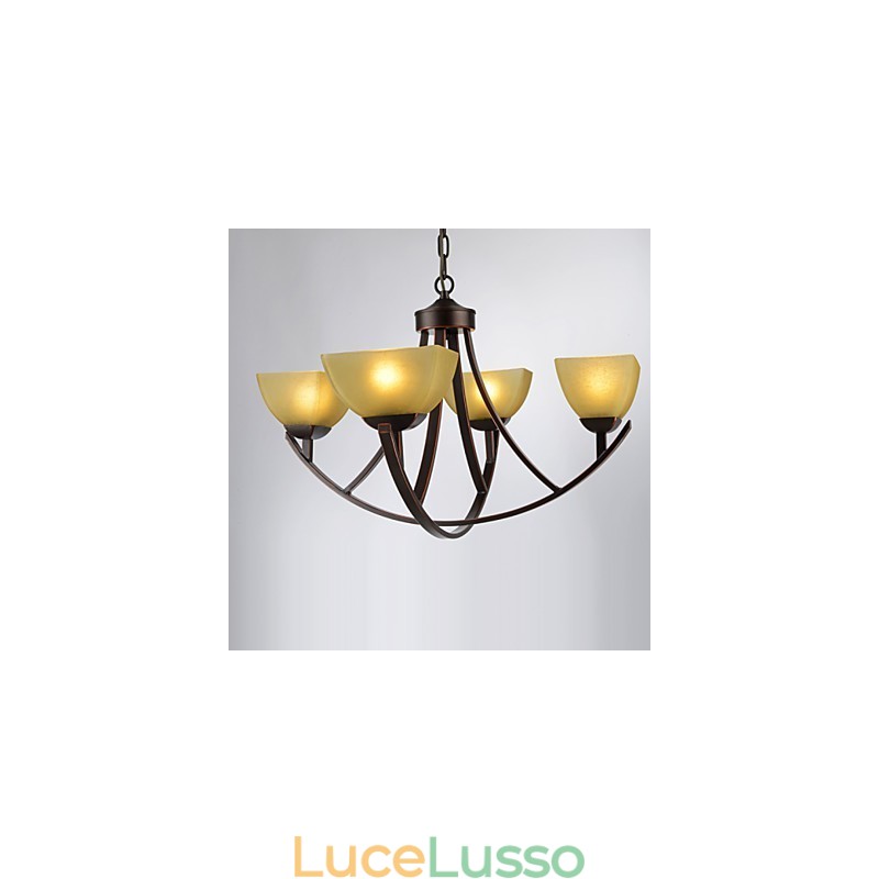 Lampadario 4 luci tradizionale classico vintage metallo