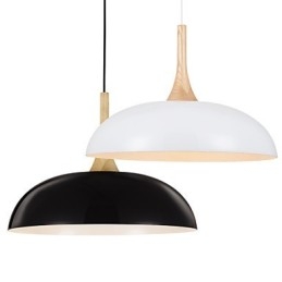 Mini lampada a sospensione artistica 1 luce moderna semplicità finitura bianco nero alluminio e legno droplight