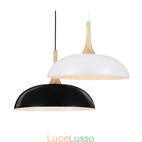 Mini lampada a sospensione artistica 1 luce moderna semplicità finitura bianco nero alluminio e legno droplight Mini lampada a sospensione artistica 1 luce moderna semplicità finitura bianco nero alluminio e legno droplight