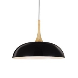 Mini lampada a sospensione artistica 1 luce moderna semplicità finitura bianco nero alluminio e legno droplight