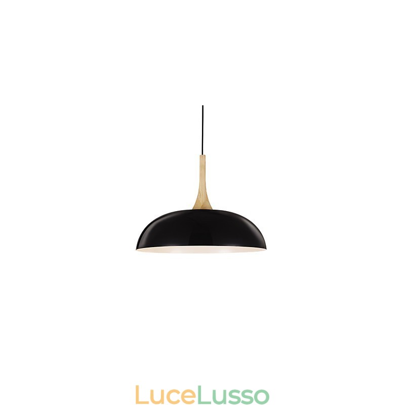 Mini lampada a sospensione artistica 1 luce moderna semplicità finitura bianco nero alluminio e legno droplight