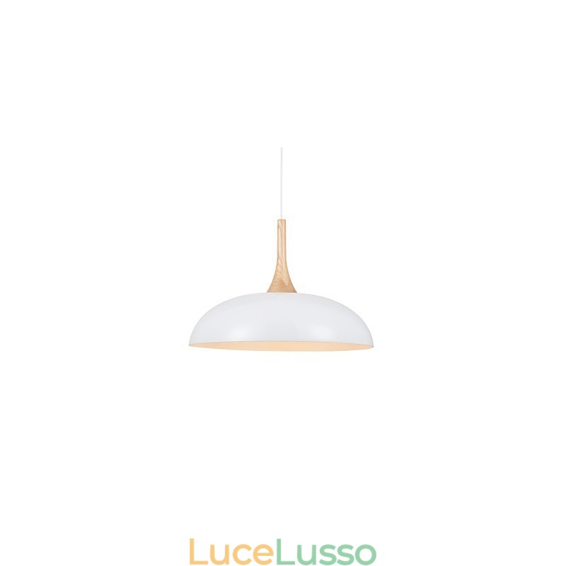 Mini lampada a sospensione artistica 1 luce moderna semplicità finitura bianco nero alluminio e legno droplight
