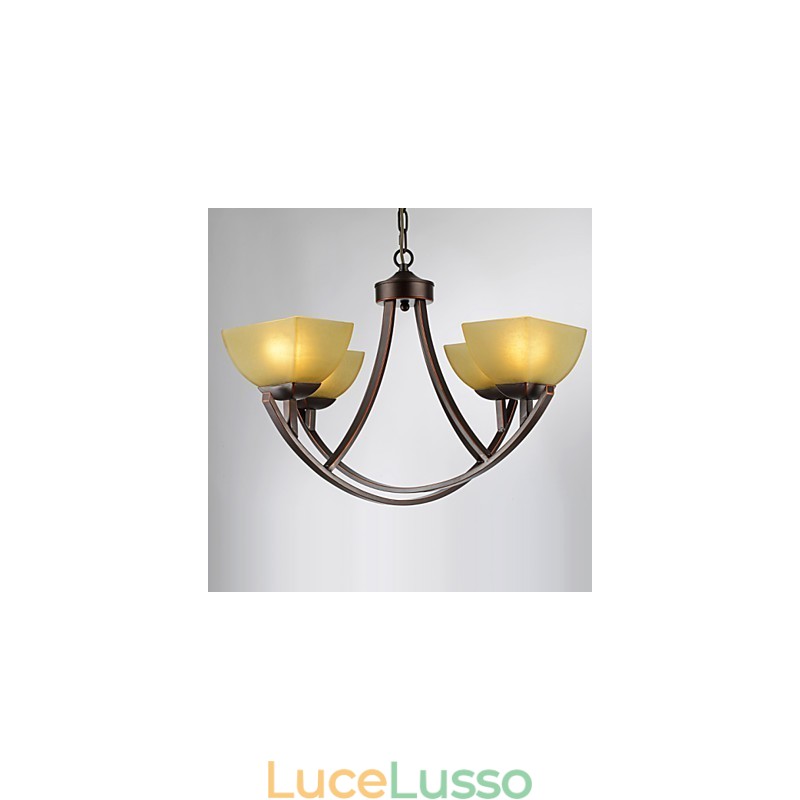 Lampadario 4 luci tradizionale classico vintage metallo