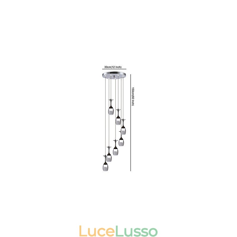 Lampada a sospensione moderna 7 luci lampadine integrate incluse luce scale