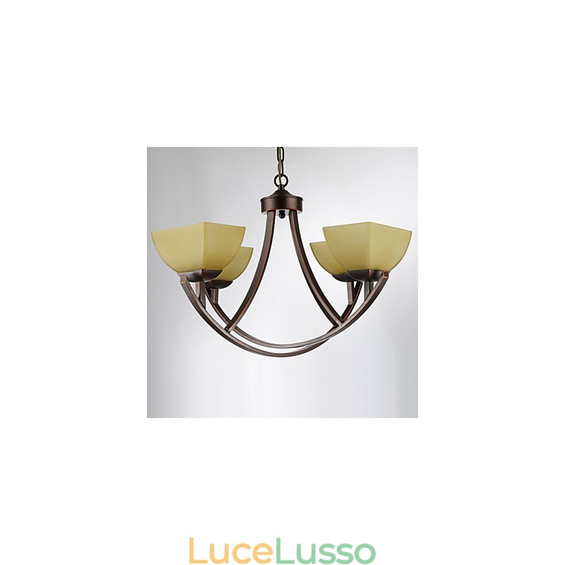 Lampadario 4 luci tradizionale classico vintage metallo