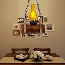 Barra del pendente retrò in legno massello a testa singola