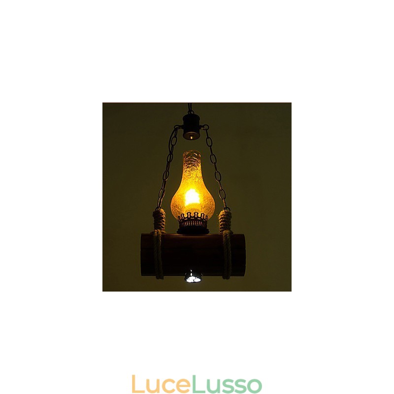 Barra del pendente retrò in legno massello a testa singola