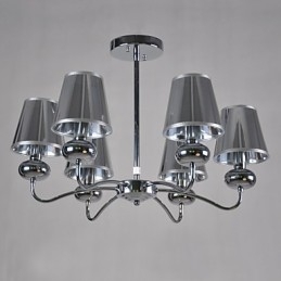 Lampadario vintage 6 luci classico tessuto metallo dipinto