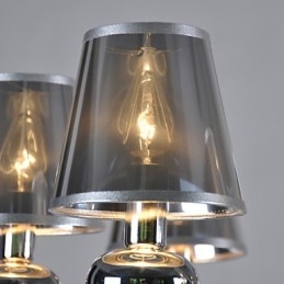 Lampadario vintage 6 luci classico tessuto metallo dipinto