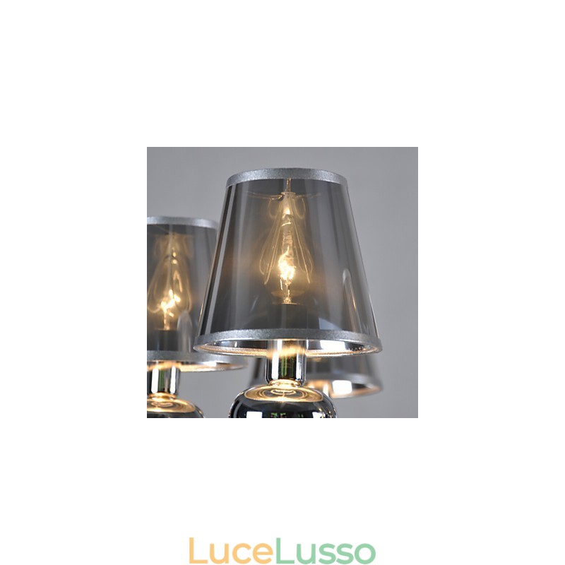 Lampadario vintage 6 luci classico tessuto metallo dipinto