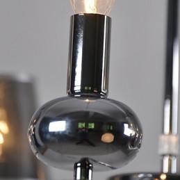 Lampadario vintage 6 luci classico tessuto metallo dipinto